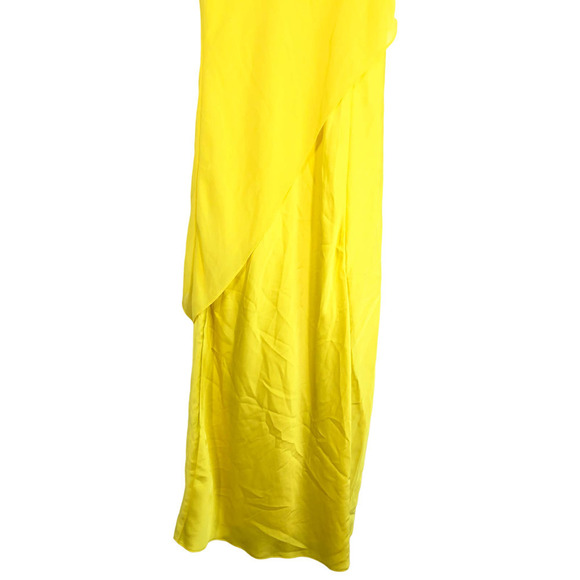 Saunders Collective Lara Dress Midi Side Slit Yellow  US 4 - Picture 7 of 15